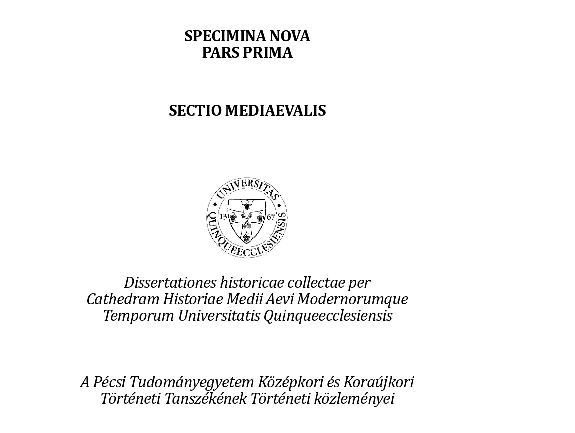SPECIMINA NOVA PARS PRIMA SECTIO MEDIAEVALIS